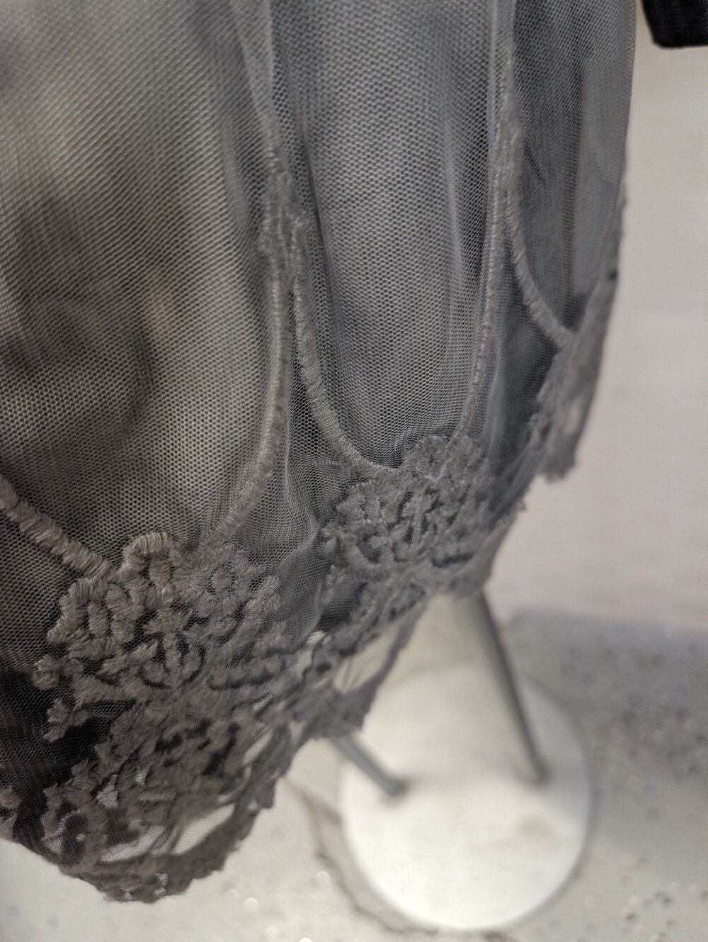 Vintage Inspired Corduroy Gray Lace-Trim Jacket 1X - Picture 5 of 8